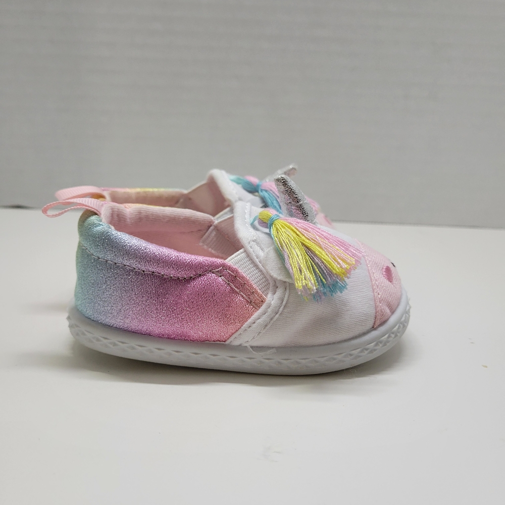 Cat & Jack Unicorn Slip-On Sneakers Toddler Size 3 Rainbow Glitter Unicorn Shoes - Picture 3 of 7